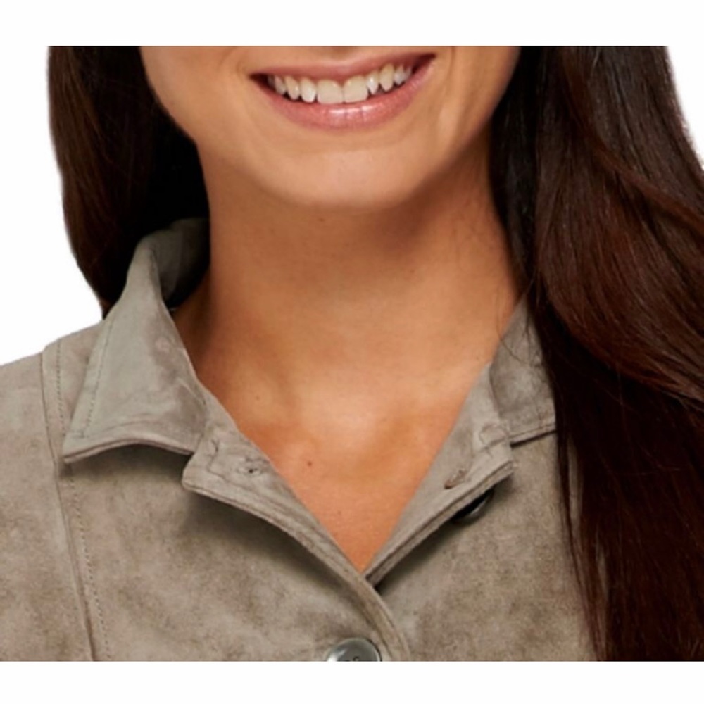 Linea by Louis Dell'Olio Suede Jacket with Knit Sleeves, NWT 26W Olive A259613 - Picture 4 of 13